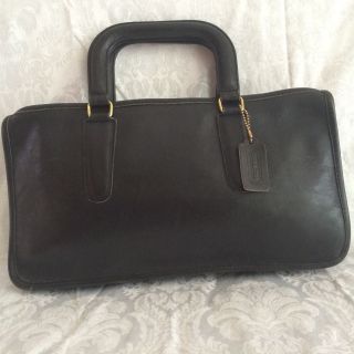 Vintage Coach Bonnie Cashin Black Leather Slim Satchel Briefcase Bag Made In Nyc