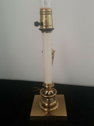 Vintage Stiffel Brass Powder Horn Desk Lamp Candlestick Light 14 