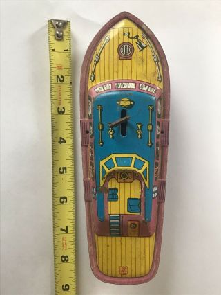 Vintage Tin Toy Boat By J.  Chein Made In Usa