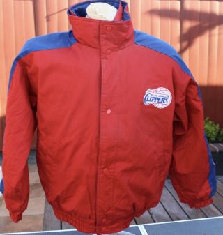 Rare Vintage Starter Los Angeles Clippers Red Satin Bomber Jacket Nba Medium