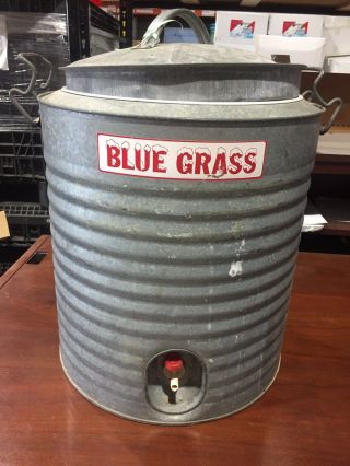 Vintage Old Timey Bluegrass 5 Gallon Galvanized Metal Water Cooler - No Dents
