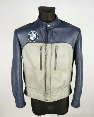 Bmw Motorcycle Leather Jacket L / Xl Vintage 80 