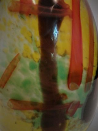 Seguso Murano Art Glass Vtg Ovate Vase w/ Abstract Seascape Scene 9 