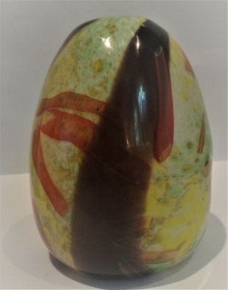 Seguso Murano Art Glass Vtg Ovate Vase w/ Abstract Seascape Scene 9 