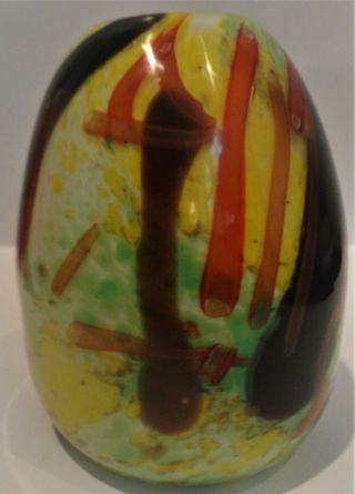 Seguso Murano Art Glass Vtg Ovate Vase w/ Abstract Seascape Scene 9 