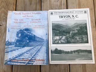(2) Vintage 1920s Southern Railway Timetables Georgia Tryon Nc Train Railroad