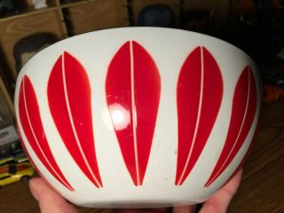 Vintage Catherine Holm 8 " Enamelware Bowl Red Lotus On White Mcm