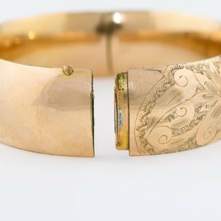 Antique Victorian Rose Gold Filled GF Flower Floral Wide Bangle Bracelet 7