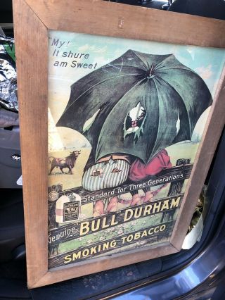 Vintage Bull Durham Smoking Tobacco Framed Poster - Black Americana