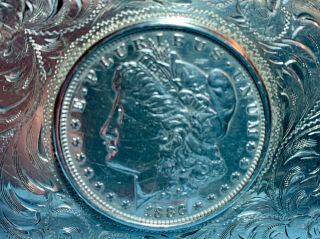 Vintage Sterling Silver Diablo 1886 Morgan Silver Dollar Belt Buckle 2