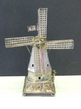 1924 Spinning Windmill Jewish Spice Box Netherlands Dutch 833 Silver Besamim