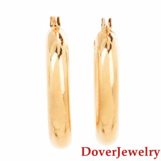 Italian Milor 14K Yellow Gold Hoop Earrings NR 3