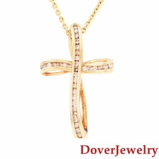 Estate Diamond 10k Yellow Gold Cross Pendant Nr