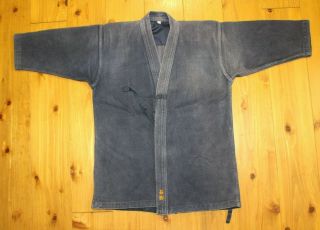 Vintage Japanese Indigo Cotton Worn Out Boro Sashiko Kendo Gi Aikido Budo Jacket