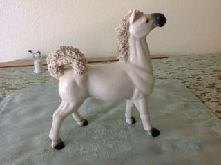 Rare Vintage Japan Norcrest ? Porcelain White Spaghetti Pony Horse Figurine Mini
