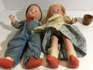 ANTIQUE/ VINTAGE ALL COMPOSITION BOY/GIRL DOLLS IN HOUSE.  Vogue? Effanbee? 11
