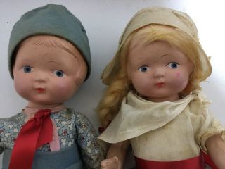 ANTIQUE/ VINTAGE ALL COMPOSITION BOY/GIRL DOLLS IN HOUSE.  Vogue? Effanbee? 12