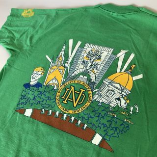 Notre Dame Irish Football Mens T Shirt Vintage 90s Brand Size L/xl Lou Holtz