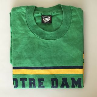 Notre Dame Irish Football Mens T Shirt Vintage 90s Brand Size L/XL LOU HOLTZ 4