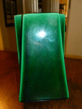 Vintage Hanzakos Vase - Emerald Green - Art Deco Lines - California Pottery