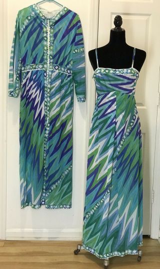 Vintage 1960 ' s Emilio Pucci for Formfit Rogers Peignoir Gown & Robe Set Size M 5