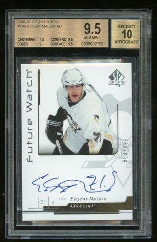 2006 - 07 Sp Authentic Future Watch Auto Rookie Rc /999 Evgeni Malkin Bgs 9.  5 Rare