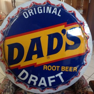Vintage Dads Draft Root Beer 29.  5in Button Sign Soda Pop Gas Station Stunning