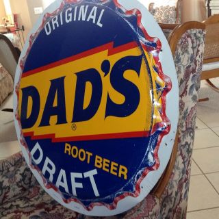 Vintage DADS DRAFT ROOT BEER 29.  5in Button Sign Soda Pop Gas Station STUNNING 2