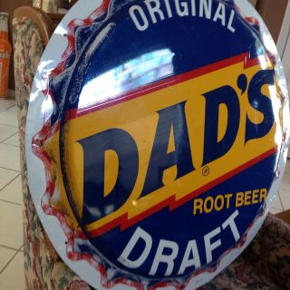 Vintage DADS DRAFT ROOT BEER 29.  5in Button Sign Soda Pop Gas Station STUNNING 3