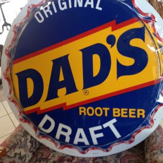 Vintage DADS DRAFT ROOT BEER 29.  5in Button Sign Soda Pop Gas Station STUNNING 6