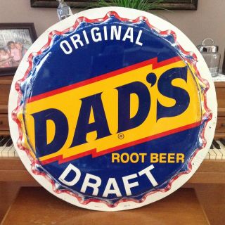 Vintage DADS DRAFT ROOT BEER 29.  5in Button Sign Soda Pop Gas Station STUNNING 7