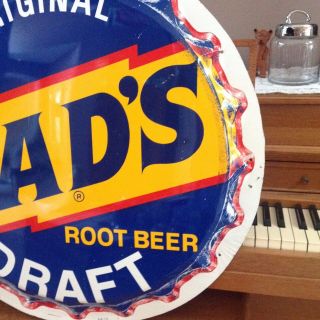 Vintage DADS DRAFT ROOT BEER 29.  5in Button Sign Soda Pop Gas Station STUNNING 8