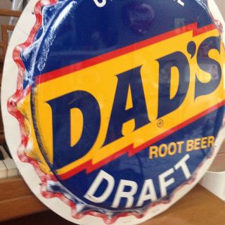 Vintage DADS DRAFT ROOT BEER 29.  5in Button Sign Soda Pop Gas Station STUNNING 9