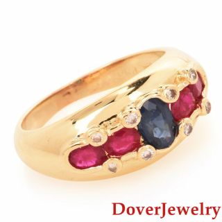 Estate Diamond Ruby Sapphire 14k Yellow Gold Ring 5.  0 Grams Nr