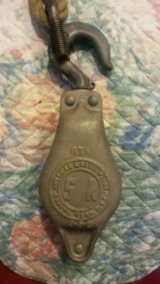 Vintage Sherman & Reilly Model 3 - 5 - 8 Gta 7 " Aluminum Block And Tackle Pulley