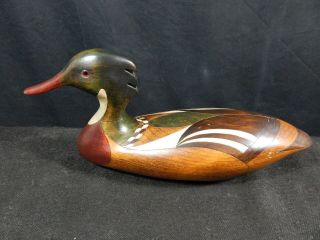 Vintage Wooden Hand Carved 1981 John J Barto Duck Decoy 4
