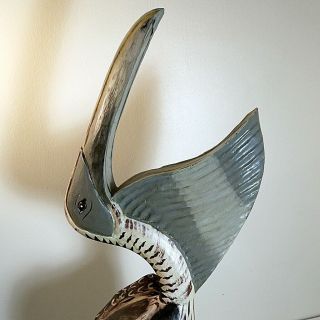 Vintage Hand Carved Pelican Sculptures 2
