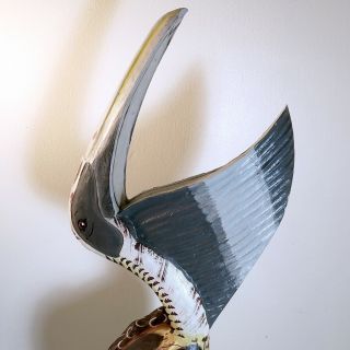 Vintage Hand Carved Pelican Sculptures 7