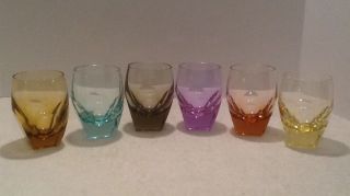 Vtg Moser Crystal " 6 " Ice Bottom Colored Highball Glasses R.  Eschler Czech Exc