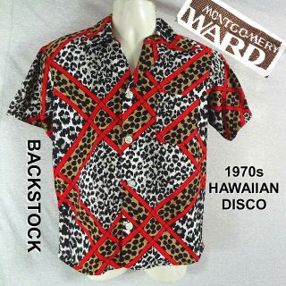Backstock Nwot Vintage Montgomery Ward Hawaiian Disco Shirt Animal Print Large