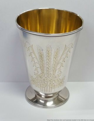 Huge Vintage Russian 875 Solid Silver Kiddush Cup Odessa Wine Goblet Gilt