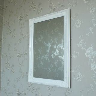 Ornate White Wall Mounted Mirror Shabby Vintage Chic Bedroom Bathroom Hallway