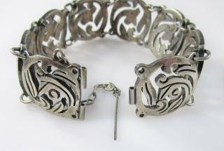 Southwest Taxco Mexico Panel Bracelet Vintage Sterling Silver 60.  3g | 7.  25 