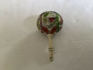 Antique Small Baby Rattle Toy Detailed & Colorful