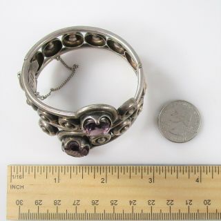 Southwest Mexico Hinged Bangle Bracelet Vintage Sterling Silver 75.  3g | 6.  5 