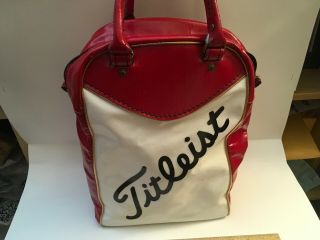 Vintage Titleist Red/white Vinyl Duffle Gym Travel Bag 13 X 10 X 5.  5