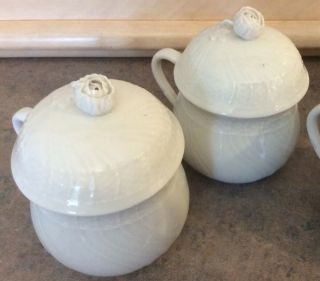 RICHARD GINORI :: Vintage Set/4 POTS DE CREMA “Bianco Vecchio” All White ITALY 5