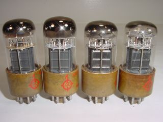 4 Vintage NOS 1960 ' s National 6V6GTA Brown Base 3 - Mica Match Amplifier Tube Quad 5