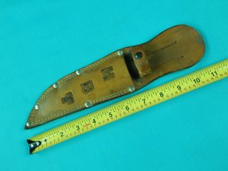 Vintage US Tooled Brown Leather Sheath Scabbard for Hunting Fighting Knife 8