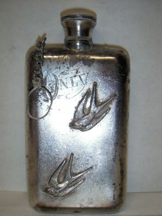 Antique Silverplate Pocket Flask - 